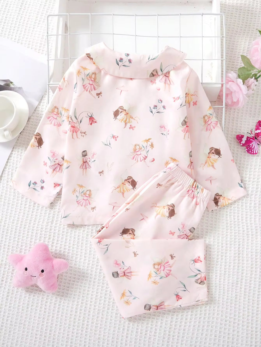Set Piyama Santai Motif Bunga Musim Gugur Bayi Perempuan 2 Pcs