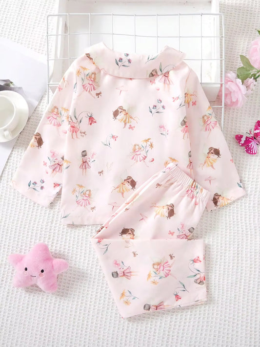 Set Piyama Santai Motif Bunga Musim Gugur Bayi Perempuan 2 Pcs