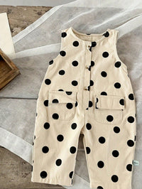 Jumpsuit Motif Polka Dot Kancing Depan Bayi Perempuan