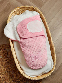 Bedong Selimut Bayi Lembut Double-Layer Bordir Pita 1 Pcs