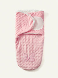 Bedong Selimut Bayi Lembut Double-Layer Bordir Pita 1 Pcs