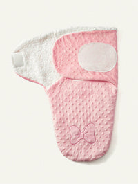 Bedong Selimut Bayi Lembut Double-Layer Bordir Pita 1 Pcs