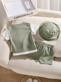 Set Kaos Lengan Pendek Celana Pendek Bayi Laki-Laki 3 Pcs