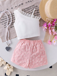 Set Atasan Bunga dan Celana Pendek Bayi Perempuan 2 Pcs