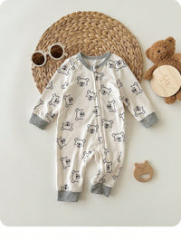 Jumpsuit Lengan Panjang Resleting Motif Kartun Bayi Baru Lahir 1 Pcs