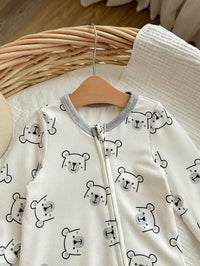 Jumpsuit Lengan Panjang Resleting Motif Kartun Bayi Baru Lahir 1 Pcs