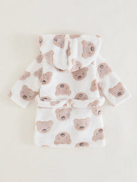 Jubah Mandi Bayi Motif Kartun Beruang Lengan Panjang 1 Pcs