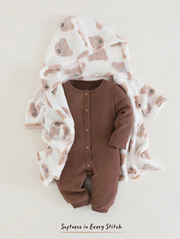 Jubah Mandi Bayi Motif Kartun Beruang Lengan Panjang 1 Pcs
