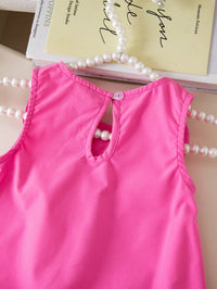 Dress Ruffle Mesh Tanpa Lengan Aksen Pita Bayi Perempuan