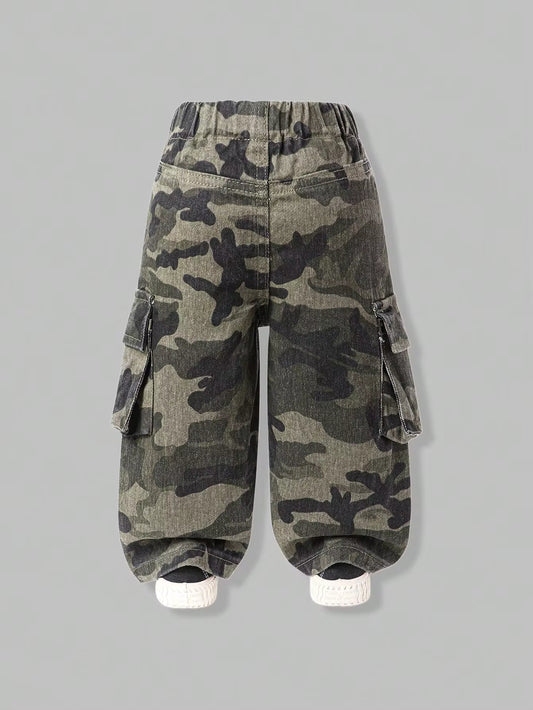 Celana Kargo Motif Camouflage Full Elastic Waist Bayi Perempuan 1 Pcs
