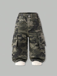 Baby Girls' Full Elastic Waist Y2K Street Cool Baby Girl Pink Camouflage Cargo Jeans Camo Cargo Pants Toddler Cargo Pants Toddler Camo Pants Baby Camo