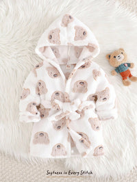 Jubah Mandi Bayi Motif Kartun Beruang Lengan Panjang 1 Pcs
