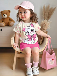Set Kaos Leher Bulat dan Legging Motif Bayi Perempuan 2 Pcs