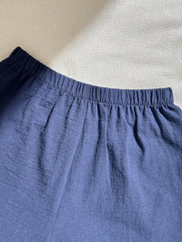 SHEIN 2pcs Baby Boy Summer Blue White Stripe Short Sleeve Cardigan Top And Solid Elastic Waist Shorts Set,Casual Family Matching School Style For Outing