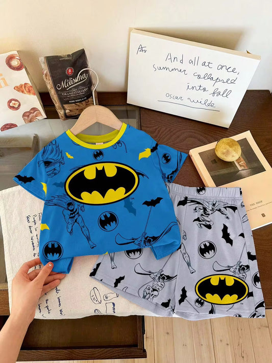 Set Kaos Grafis Karakter dan Celana Pendek Santai Bayi Laki-Laki 2 Pcs