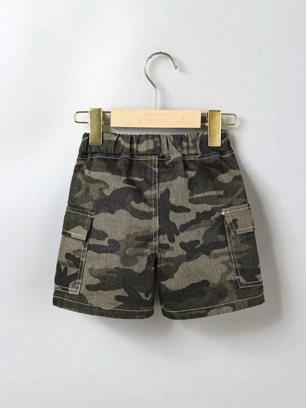 Celana Pendek Denim Motif Saku Kargo Santai Bayi Laki-Laki