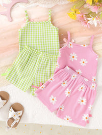 Set Tank Top Tali Celana Pendek Bayi Perempuan 4 Pcs