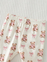Set Piyama Lengan Panjang Motif Kartun Kerah Bulat Bayi 2 Pcs