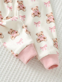 Set Piyama Lengan Panjang Motif Kartun Kerah Bulat Bayi 2 Pcs