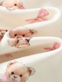 Set Piyama Lengan Panjang Motif Kartun Kerah Bulat Bayi 2 Pcs