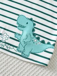 Set Piyama Lengan Pendek Motif Kartun Dinosaurus Kerah Bulat Bayi 6 Pcs