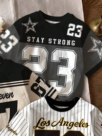 SHEIN 3pcs/Set Baby Boy White,Summer,Street Life Casual Graphic Street Fashion,Carrer Day,Back-To-School T-Shirts,Lightning 67 23 79 Digit Print,Striped Tee