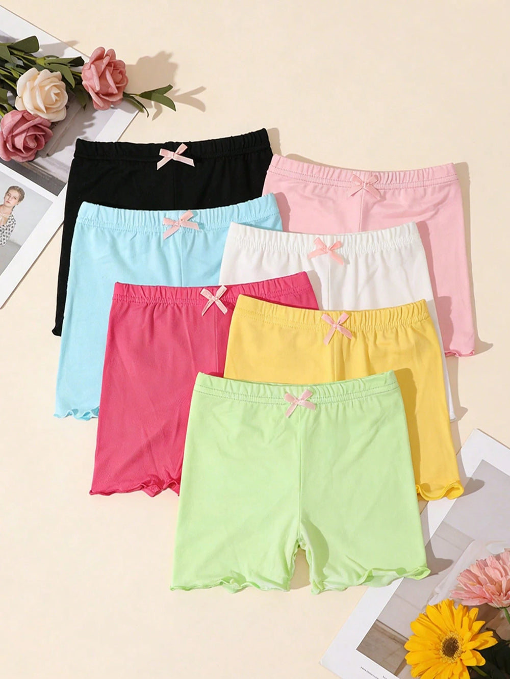 Set Celana Legging Pendek Ruffle Anak Perempuan 7 Pcs