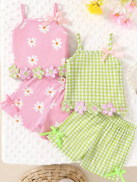 Set Tank Top Tali Celana Pendek Bayi Perempuan 4 Pcs