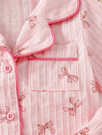 Set Piyama Lengan Pendek Kerah Jacquard Bayi Perempuan 2 Pcs