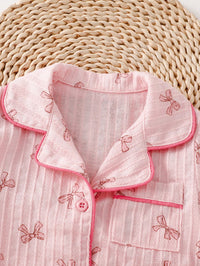 Set Piyama Lengan Pendek Kerah Jacquard Bayi Perempuan 2 Pcs
