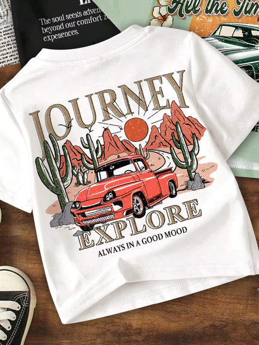 Set Kaos Leher Bulat Lengan Pendek Bayi Laki-Laki 3 Pcs