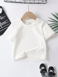 SHEIN 3pcs/Set Baby Boy Casual Minimalist All-Match Tee, Loose Comfortable Short Sleeve Round Neck T-Shirt, Suitable For Summer