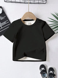 SHEIN 3pcs/Set Baby Boy Casual Minimalist All-Match Tee, Loose Comfortable Short Sleeve Round Neck T-Shirt, Suitable For Summer
