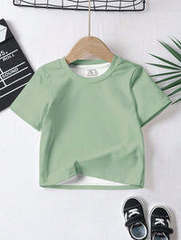 SHEIN 3pcs/Set Baby Boy Casual Minimalist All-Match Tee, Loose Comfortable Short Sleeve Round Neck T-Shirt, Suitable For Summer