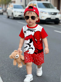 Set Kaos Lengan Pendek dan Celana Pendek Motif Kartun Bayi Laki-Laki 2 Pcs
