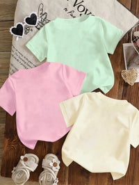 Set Kaos Lengan Pendek Motif Grafis Bayi Perempuan 3 Pcs