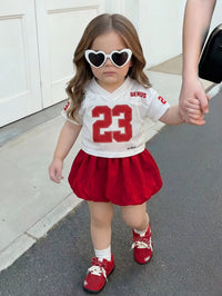 Set Sweatshirt Motif Huruf dan Rok Bunga Bayi Perempuan 2 Pcs