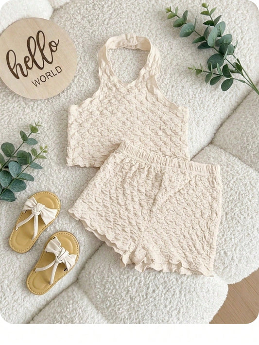 Set Tank Top Tali Celana Pendek Bayi Perempuan 2 Pcs