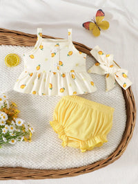 Set Bodysuit Bando Tali Ruffle Bayi Perempuan
