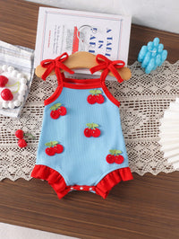 Bodysuit Tali Bayi Perempuan Hiasan Ceri 3D 1 Pc