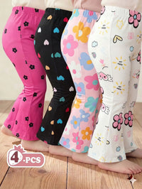 Set Celana Cutbray Motif Bunga dan Hati Bayi Perempuan 4 Pcs