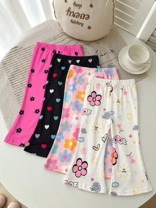 Set Celana Cutbray Motif Bunga dan Hati Bayi Perempuan 4 Pcs