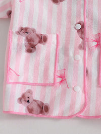 Set Kaos Kerah Garis Beruang dan Celana Bayi Perempuan 2 Pcs