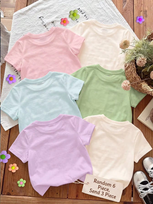 Set Kaos Lengan Pendek Motif Buah Bayi Perempuan 3 Pcs