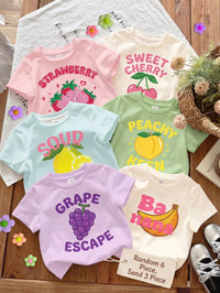 Set Kaos Lengan Pendek Motif Buah Bayi Perempuan 3 Pcs