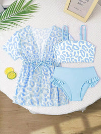 Set Pakaian Renang Motif Macan Tutul Bayi Perempuan 3 Pcs