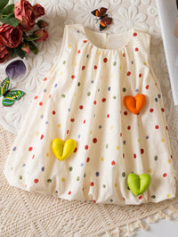 Dress Tanpa Lengan Motif Polka Dot Hati Bayi Perempuan