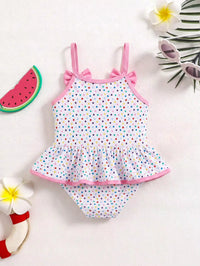 Baju Renang Romper Rajut Motif Es Krim Polkadot Bayi Perempuan
