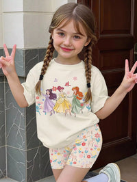 Set Kaos Lengan Pendek dan Celana Pendek Motif Kelinci Macan Tutul Bayi Perempuan