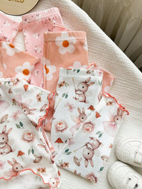 Set Piyama Lengan Pendek Celana Pendek Ruffle Bayi Perempuan 6 Pcs